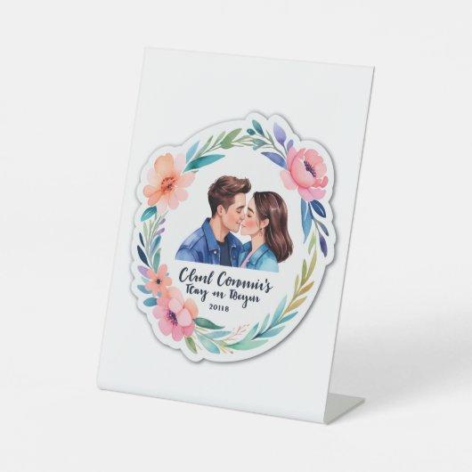 Bloemenbloei Romance bruiloft uitnodiging Reclamebord Met Voetstuk (Voorkant)