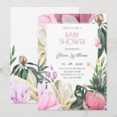 Bloemenbloei waterverf baby shower kaart (Voorkant / Achterkant)
