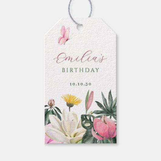 Bloemenbloei waterverf cadeaulabel (Voorkant)