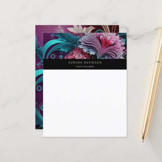 Bloemenbloei Waterverf Custom Briefpapier Papier (Voorkant / Achterkant in situ)