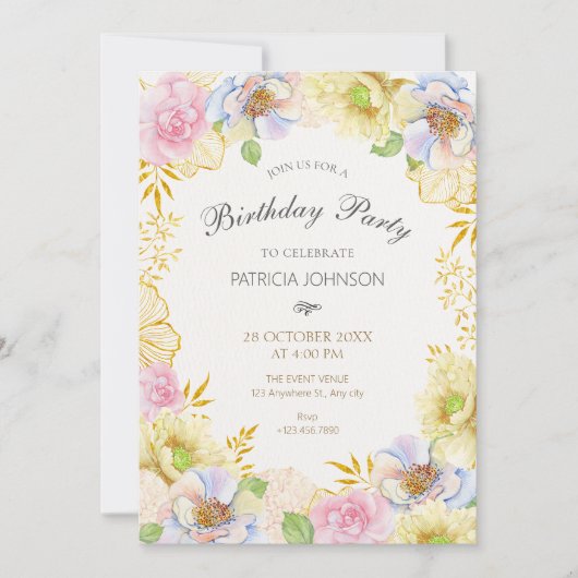 Bloemenbloei zachte kleur verjaardag kaart (Voorkant)