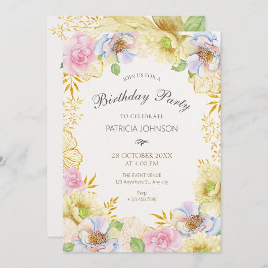 Bloemenbloei zachte kleur verjaardag kaart (Voorkant / Achterkant)