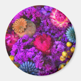 Bloemenbloem herfst paarse blauw roze gouden bloem magneet