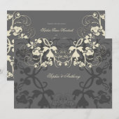 bloemenbloemenrijke ivoor bruiloft uitnodiging (Voorkant / Achterkant)