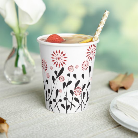 Bloemenbloesem Leuke mode Eenvoudig Rood Mooi Meis Papieren Bekers (Insitu)