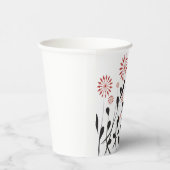 Bloemenbloesem Leuke mode Eenvoudig Rood Mooi Meis Papieren Bekers (Rechts)