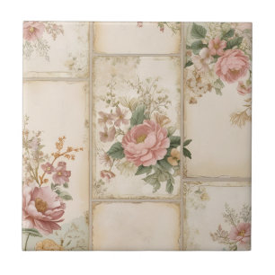 Bloemenblokken in vintage-stijl tegeltje