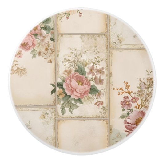  bloemenblokken keramische knop (Voorkant)