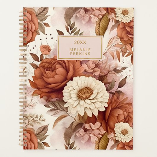 bloemenblush mauve crème Waterverf bloem Planner (Voorkant)