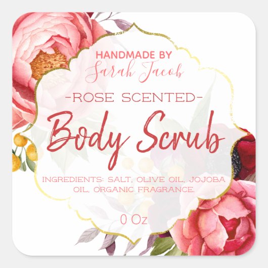 bloemenbody scrub label (Voorkant)