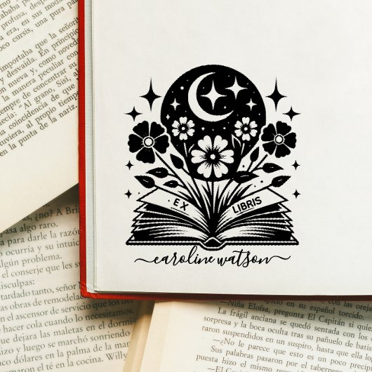 Bloemenboek  Ex libris Rubber Stamp Rubberstempel