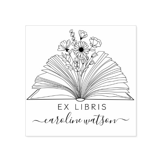 Bloemenboek Exlibris Rubber Stamp Rubberstempel (Afrduk)