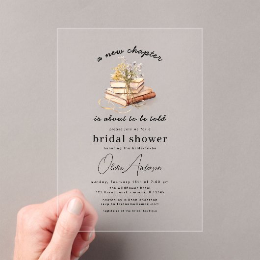 Bloemenboek Nieuw hoofdstuk begint met Vrijgezelle Acryl Uitnodigingen (Insitu (Draagbaar))