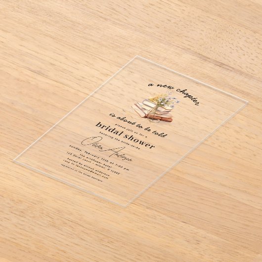 Bloemenboek Nieuw hoofdstuk begint met Vrijgezelle Acryl Uitnodigingen (Laagn)