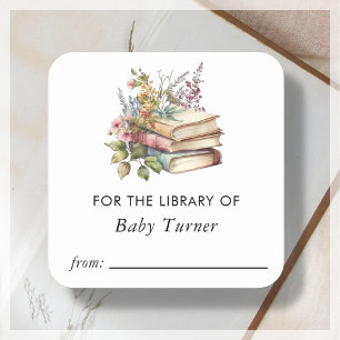 Bloemenboeken   Baby shower Bookplate Sticker