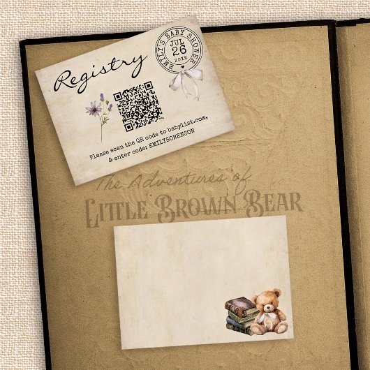 Bloemenboeken Baby shower Registry QR Code Informatiekaartje