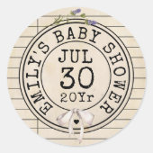  Bloemenboeken Bow Library Kaart Baby shower Ronde Sticker (Voorkant)