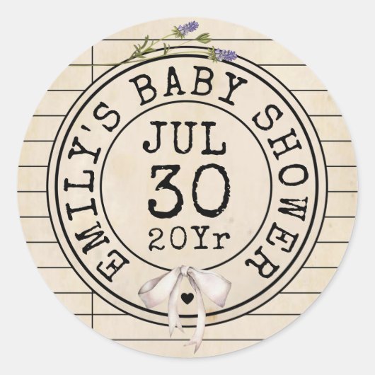 Bloemenboeken Bow Library Kaart Baby shower Ronde Sticker (Voorkant)