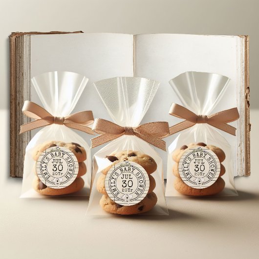  Bloemenboeken Bow Library Kaart Baby shower Ronde Sticker