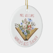 Bloemenboeken de beste leraar ter wereld keramisch ornament (Rechts)