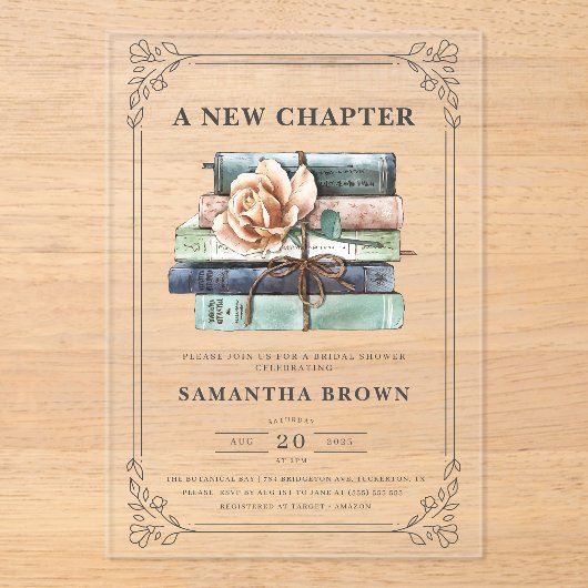  Bloemenboeken Vrijgezellenfeest Acryl Uitnodigingen (Voorkant)