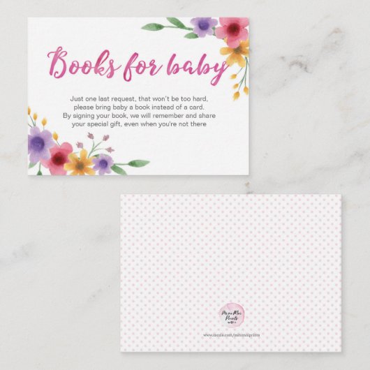 Bloemenboekenaanvraag | Baby shower Insert Kaart (Voorkant / Achterkant)