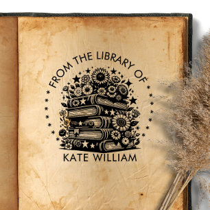 Bloemenboekenstapel Uit de bibliotheek van Ronde p Zelfinktende Stempel