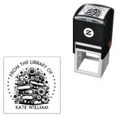 Bloemenboekenstapel Uit de bibliotheek van Ronde p Zelfinktende Stempel (In situ)