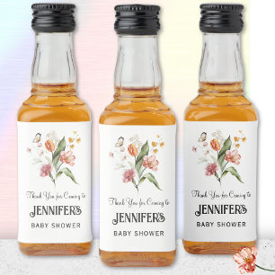 Bloemenboeket, Baby Shower Bedankje, Likeurfles Etiket