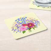 Bloemenboeket Bleek Geel Kartonnen Onderzetters (Schuin)