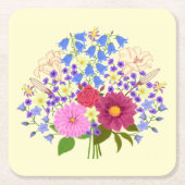 Bloemenboeket Bleek Geel Kartonnen Onderzetters (Voorkant)