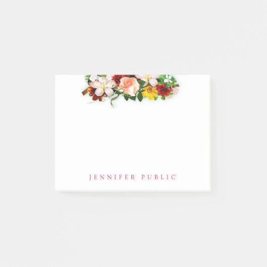 Bloemenboeket Bloemen Sjabloon Kleurrijke Waterver Post-it® Notes (Voorkant)