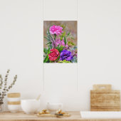 Bloemenboeket Bloemen Waterverf Stijl Kunst Poster (Keuken)