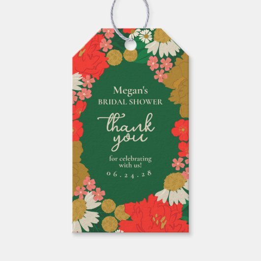 Bloemenboeket Bruidsdiner Bedankt Label Cadeaulabel (Voorkant)