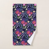 Bloemenboeket donkerblauw bad handdoek (Handdoek)