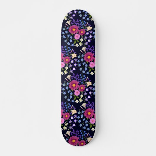 Bloemenboeket donkerblauw persoonlijk skateboard (Voorkant)