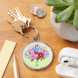 Bloemenboeket Geel en Wit Sleutelhanger
