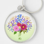 Bloemenboeket Geel en Wit Sleutelhanger (Voorkant)