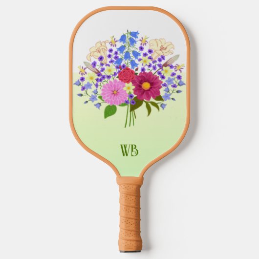 Bloemenboeket Geel Pickleball Paddle (Voorkant)