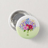 Bloemenboeket Geel Ronde Button 3,2 Cm (Voorkant /achterkant)