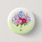 Bloemenboeket Geel Ronde Button 3,2 Cm (Voorkant)