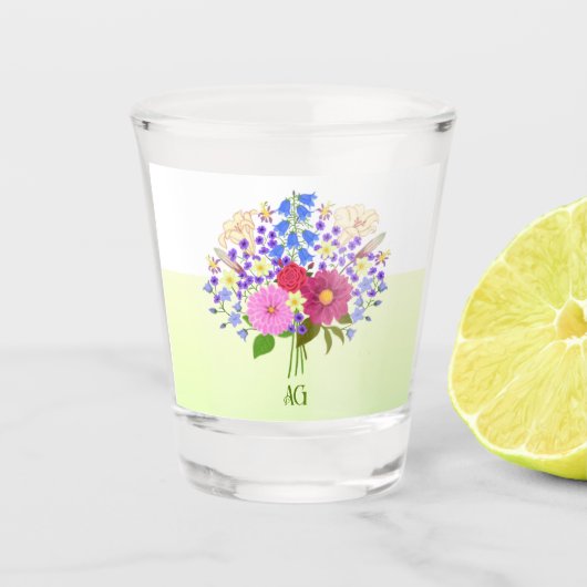 Bloemenboeket Geel Shot Glas (Voorkant)