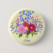 Bloemenboeket Gele Knop Ronde Button 5,7 Cm (Voorkant)