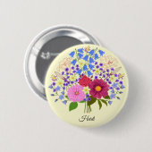 Bloemenboeket Gele Knop Ronde Button 5,7 Cm (Voorkant /achterkant)