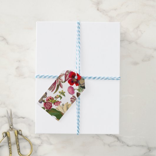 Bloemenboeket geometrisch ontwerp cadeaulabel (Met Touw)