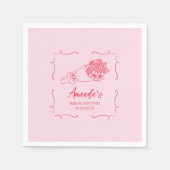 Bloemenboeket Handgetekende Bruidsdouche Servet (Voorkant)