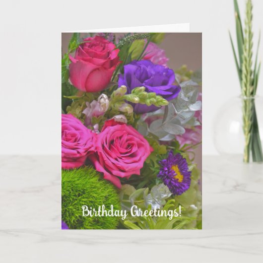 Bloemenboeket Kunst Verjaardag Kaart (Voorkant)