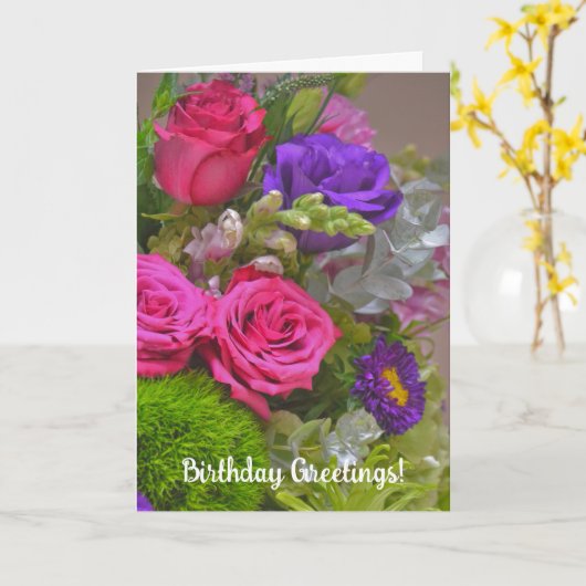 Bloemenboeket Kunst Verjaardag Kaart (Gele Bloem)