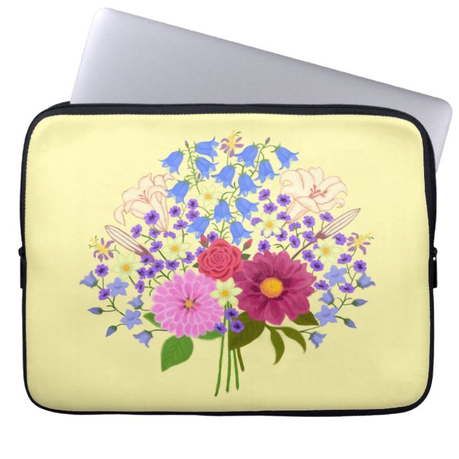 Bloemenboeket Lab Mouw Laptop Sleeve (Voorkant)