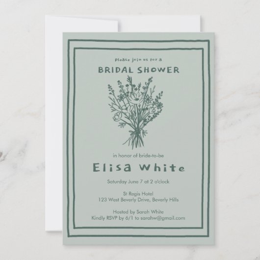 Bloemenboeket Landelijke Gril Bruidsdouche Kaart (Voorkant)